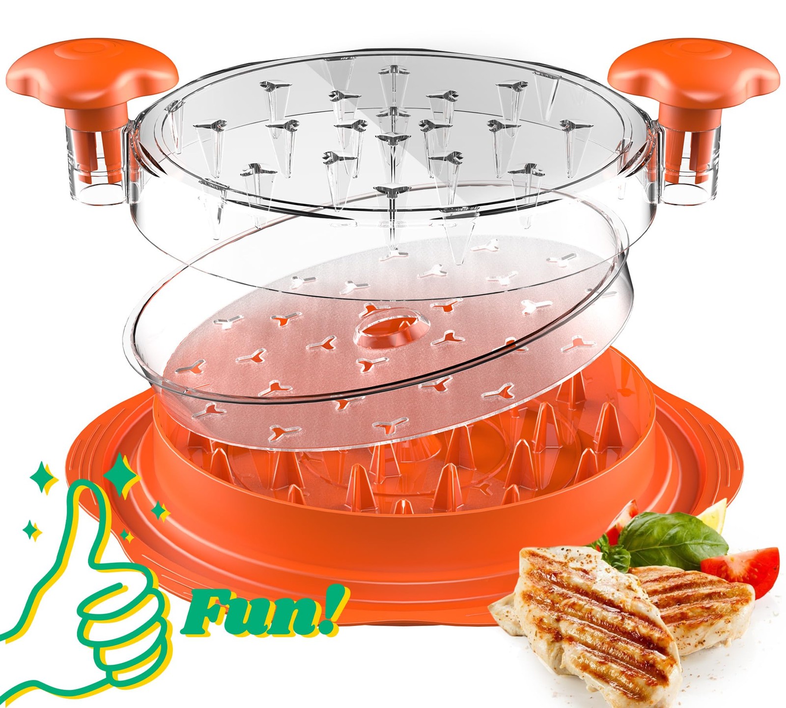 Chicken Shredder with Removable Plate - Manual Meat Large, Orange gallery