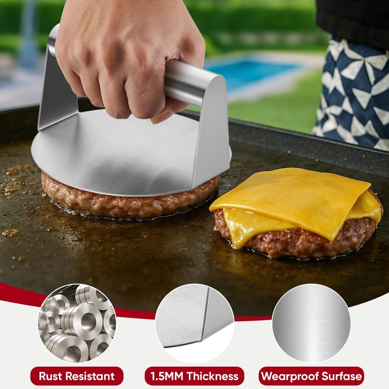 Joyfair Smash Burger Press for Griddle (5.5 Inch), Stainless 5.5 Inch, Silver gallery
