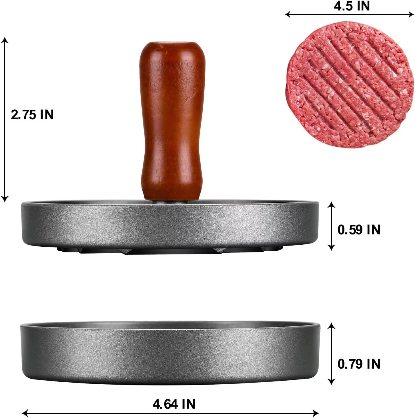 Stainless Steel Burger Press – Patty Maker with Wood Handle & 100 Papers gallery