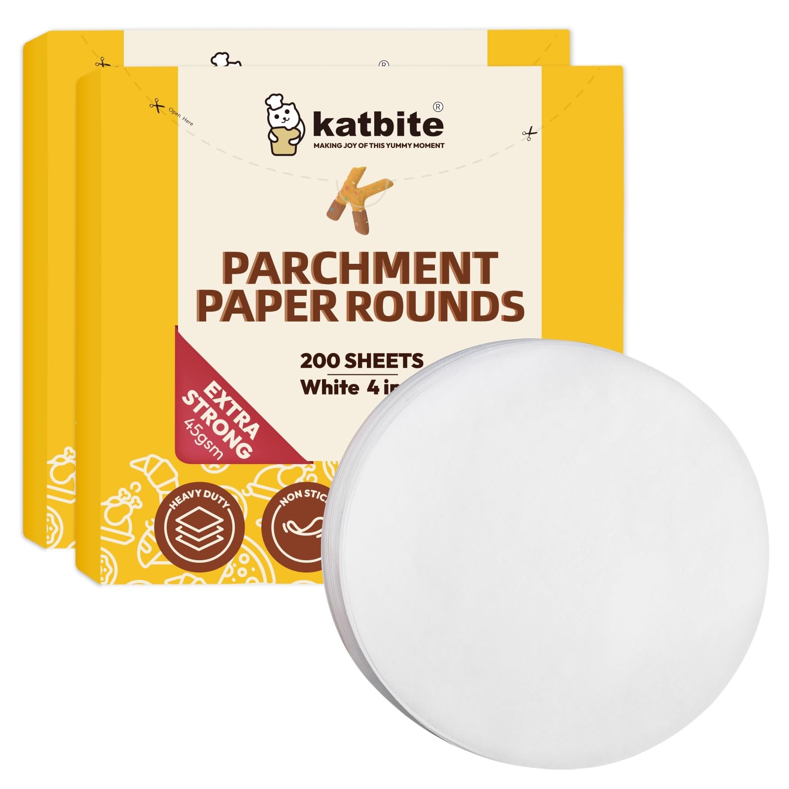 Katbite 4 Inch 400Pcs Parchment Paper Rounds, Round 4inch-400 gallery