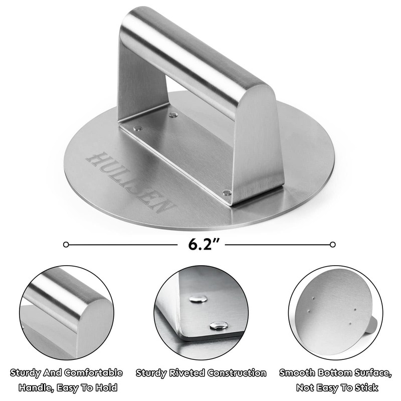 Cheese Melting Dome & Smashed Burger Press, 6.2" Grill Press with 9" Basting Cov gallery