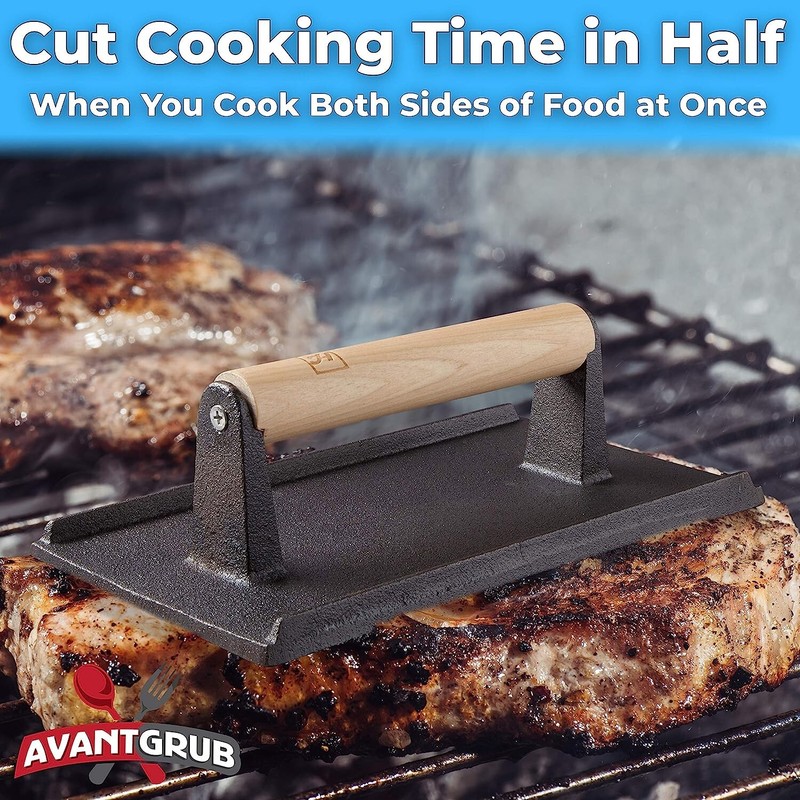 Cast Iron Grill Weight - Cook Food from Both Sides - Commercial Grade Utensil gallery