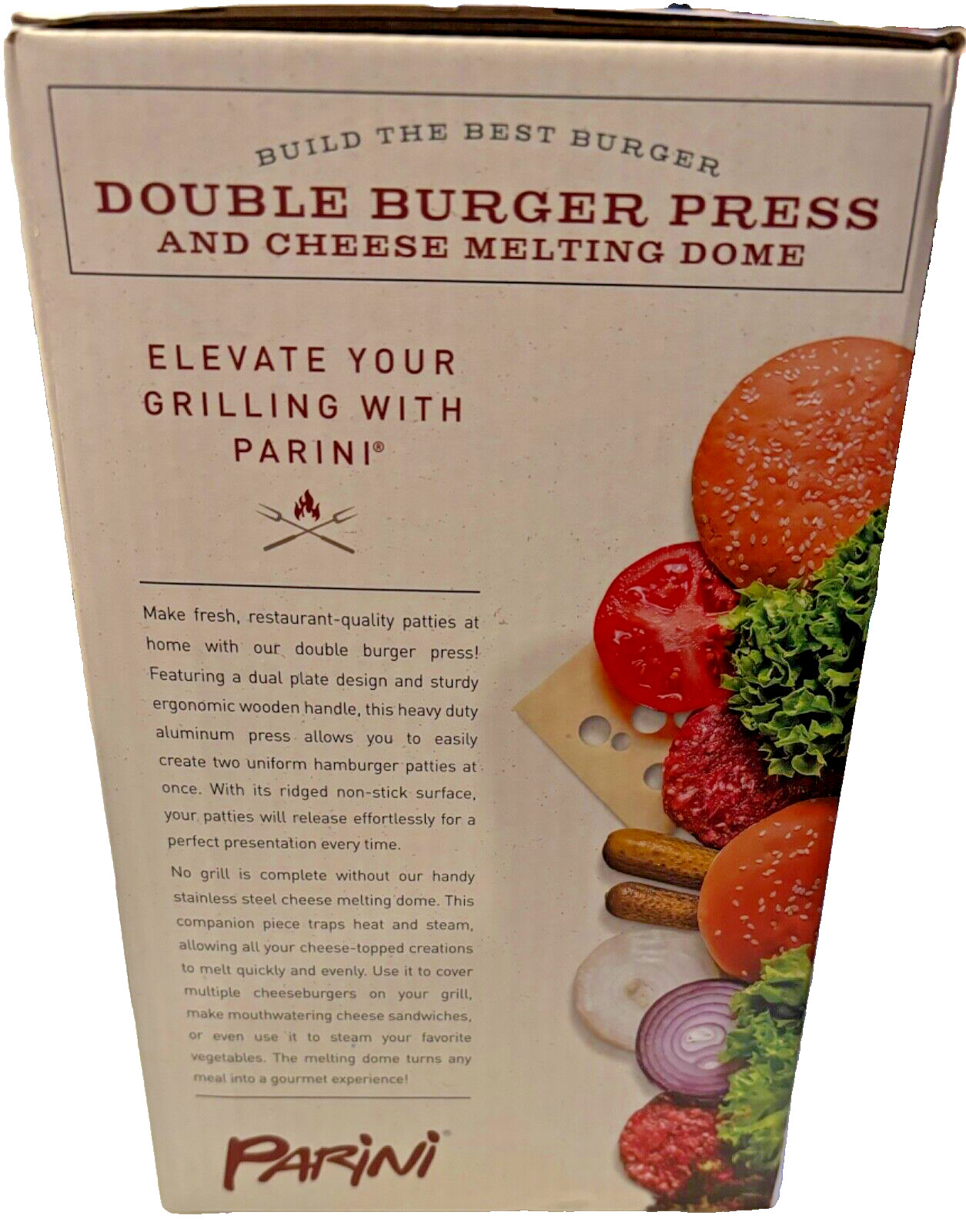 Parini Double Non-Stick Burger Press & Cheese Melting Dome 8.75" NIB gallery