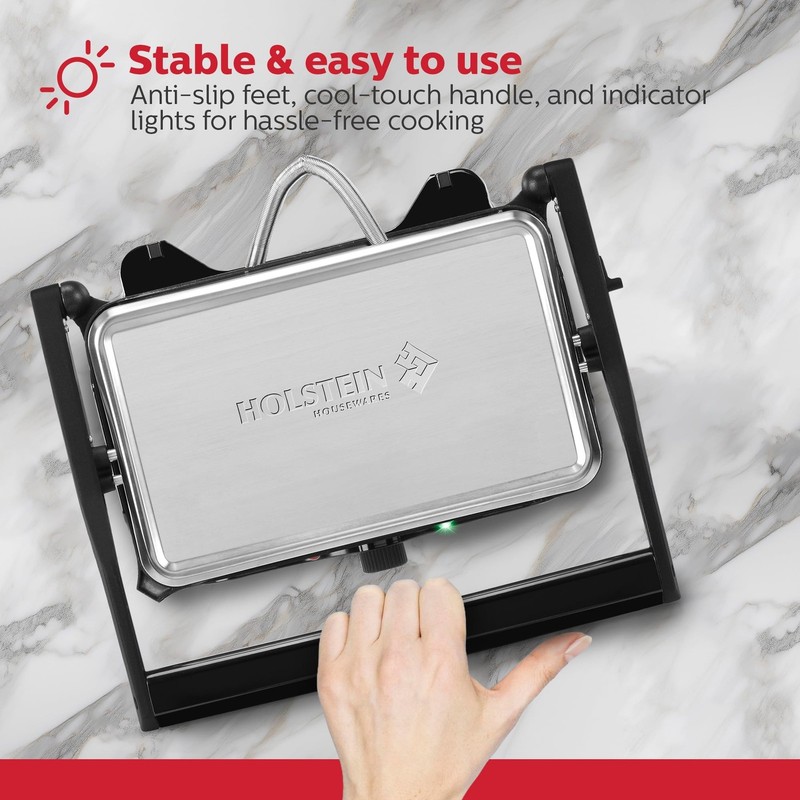 Holstein Housewares 2-Slice Panini Press and Grill - Black/Stainless Steel Sa... gallery