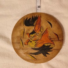 VINTAGE Wooden Hamburger Press Roosters 1950’s Great Wall Decor
