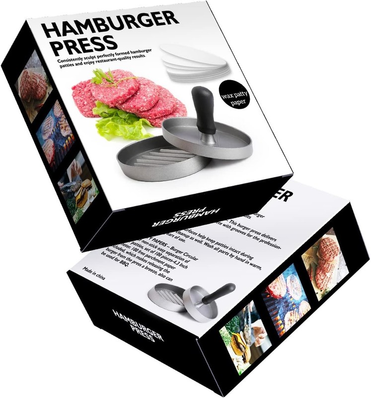 Ergonomic Non-Stick Hamburger Press with 150 Free Patty Papers - BBQ Ready! gallery