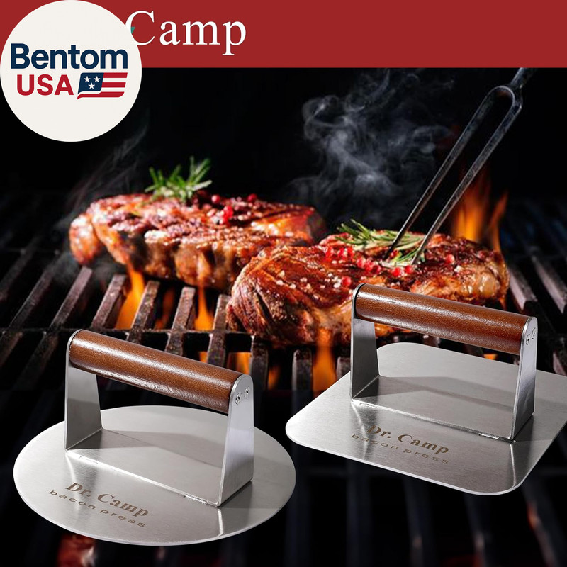 2 Pack Stainless Steel Burger Press with Real Wood Handle 7 Inch Smash Burger Pr gallery
