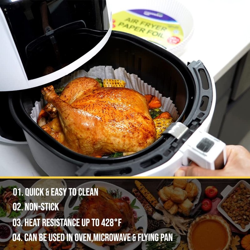 CLEANWRAP Air Fryer Disposable Paper Large 9.1in(23cm)*1.77in(4.5cm), White gallery