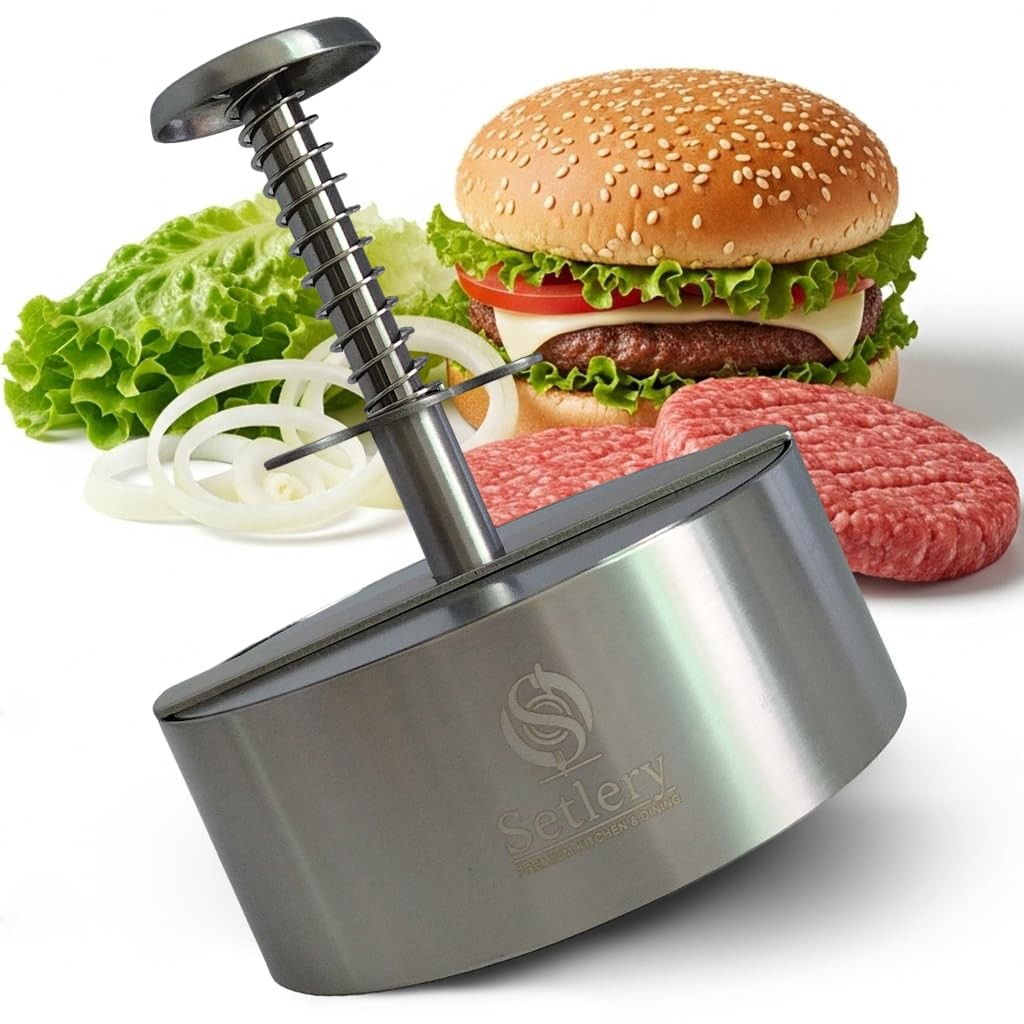 304 Stainless Steel Burger Press Patty Maker – 4.5" Heavy Duty Hamburger Meat... gallery
