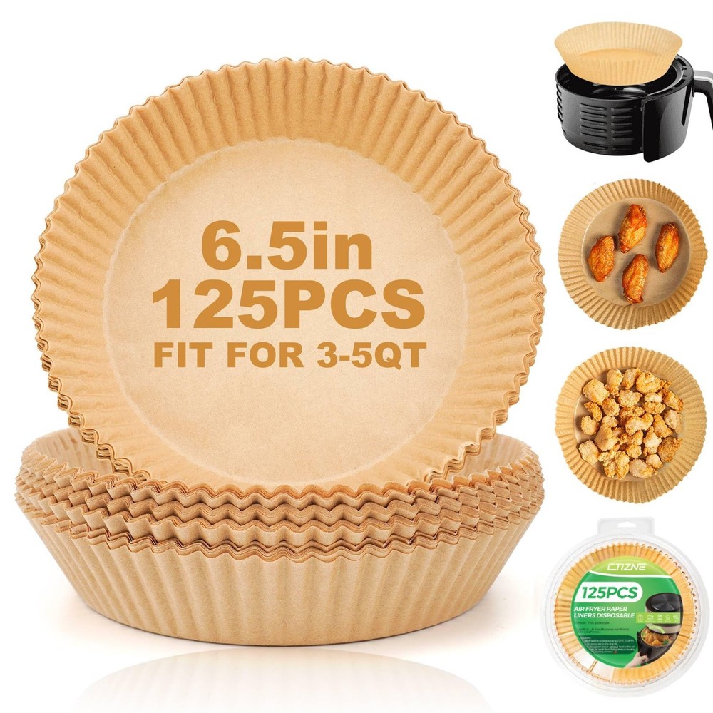 Disposable Air Fryer Paper Liners, 125Pcs 6.5In Parchment 6.5"Round, Nature