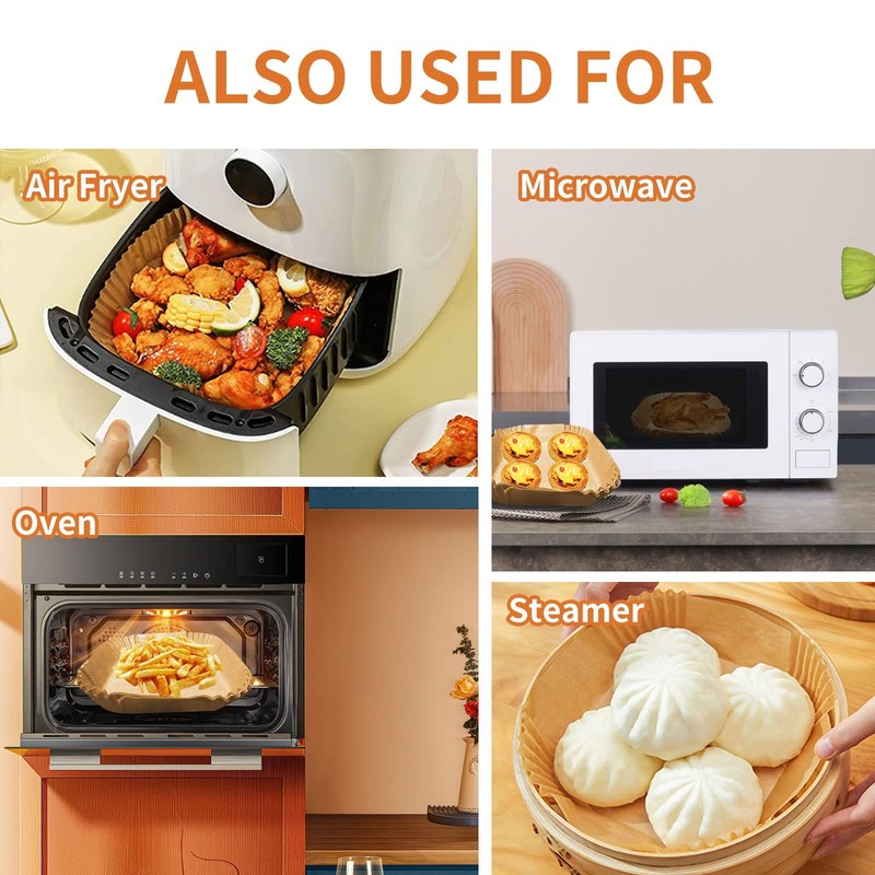 Air Fryer Liners Disposable Paper,100Pcs Parchment Paper 6.3" Square, Beige gallery