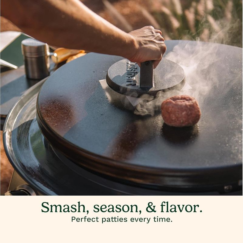 6.5" Cast Iron Smashed Burger Press, round Flat Edge Grill Press for Crispy Smas gallery