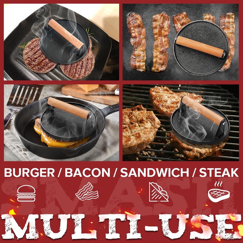 Grilliance 4pcs Smash Burger Press Kit, 3 in 1 Hamburger Press Patty Maker, C... gallery