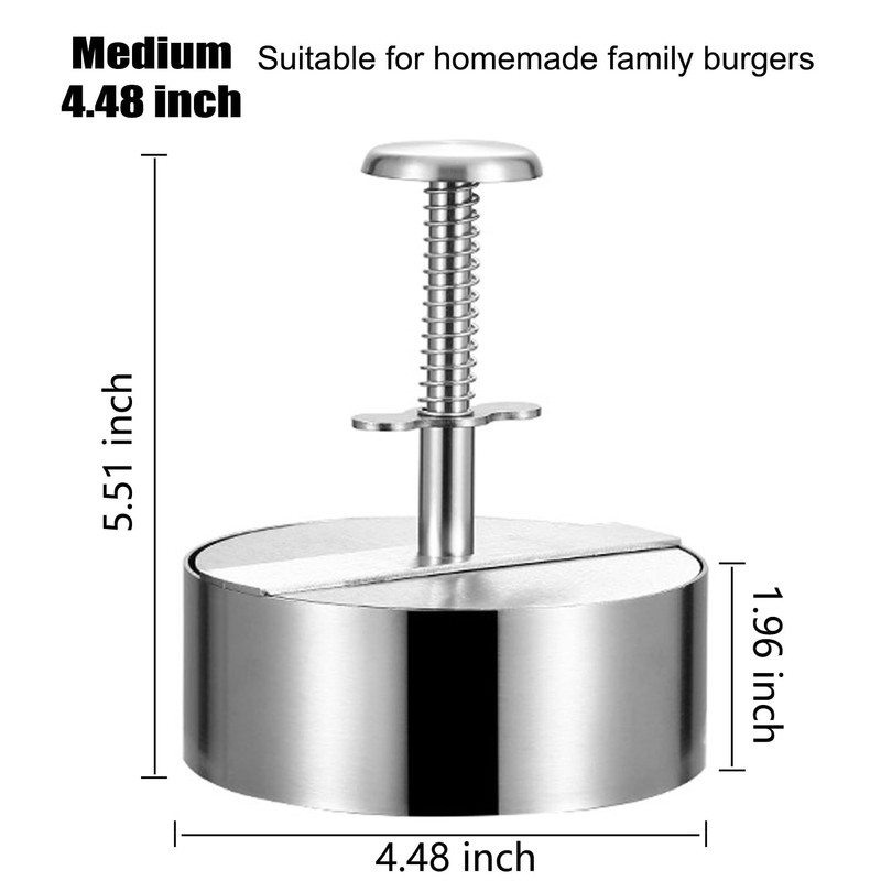 Hamburger Press Patty Maker 304 Stainless Steel Non-Stick 4.5 Inch Mold gallery