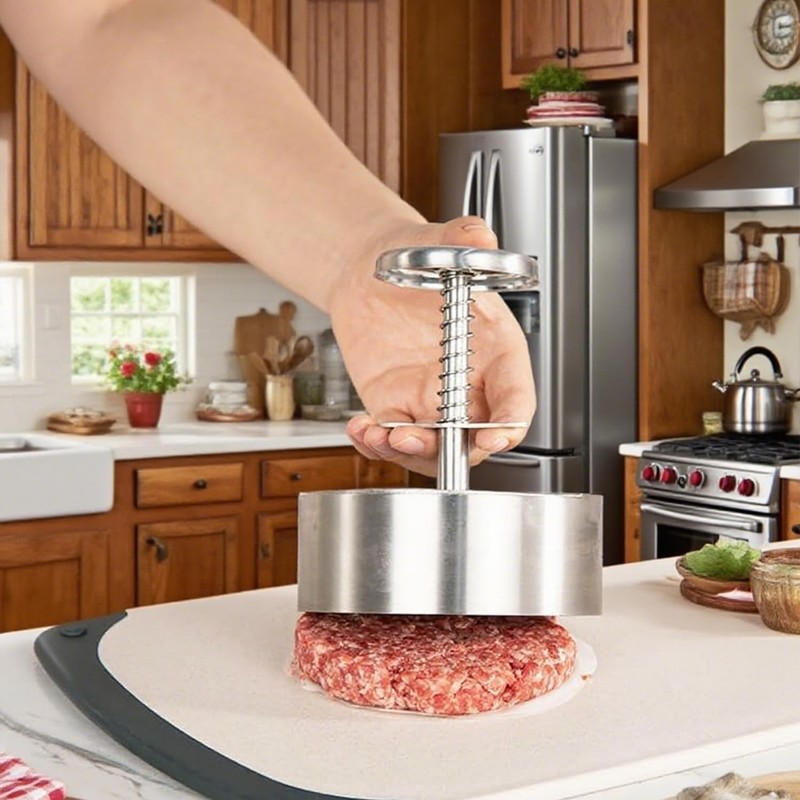 Hamburger Press Patty Maker 304 Stainless Steel NonStick Meat Mold 5.5 inch gallery