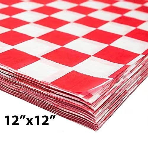200 Sheets Blue and White Checkered Food Wrapping 12'' x 12'', Blue/White gallery