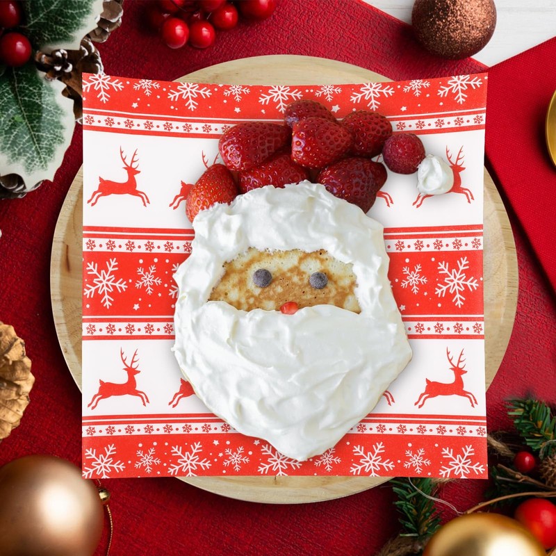 GeeRic Waxed Deli Paper Sheets 100 Pcs, Merry 7*7 Inch, Red/Reindeer gallery
