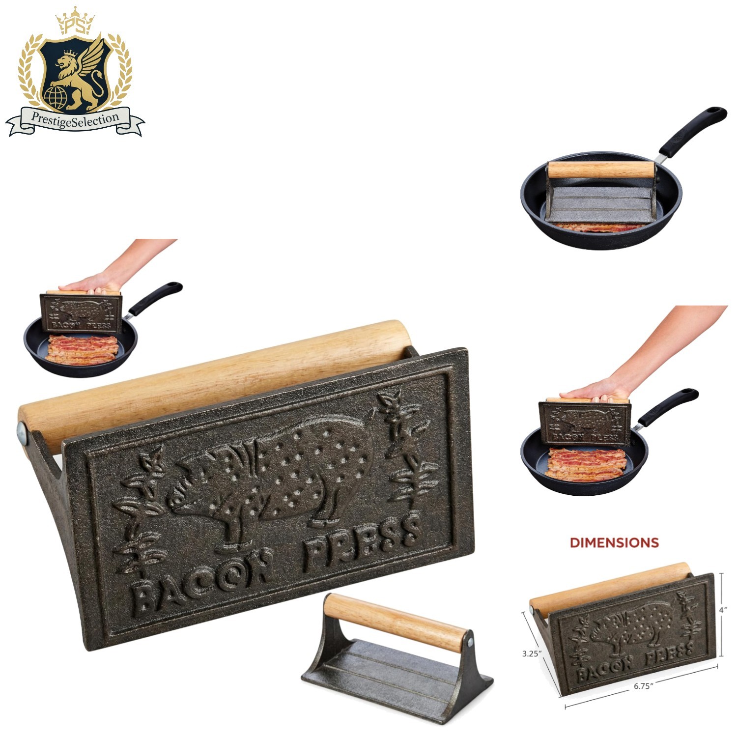 Multi-Functional Rectangular Bacon Press - Heavy-Duty Cast Iron for Easy Cooking gallery
