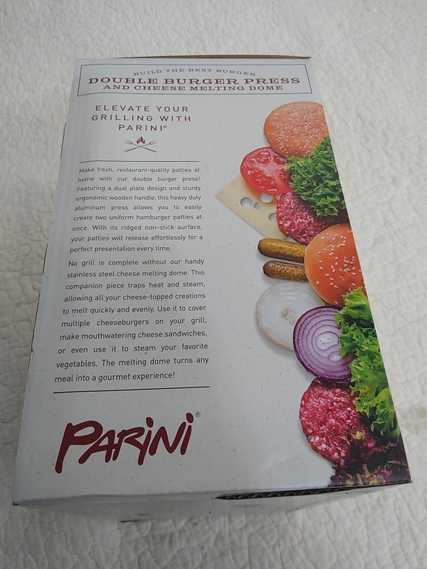 Parini Double Burger Press and Cheese Melting Dome 8.75" Non-Stick NIB gallery
