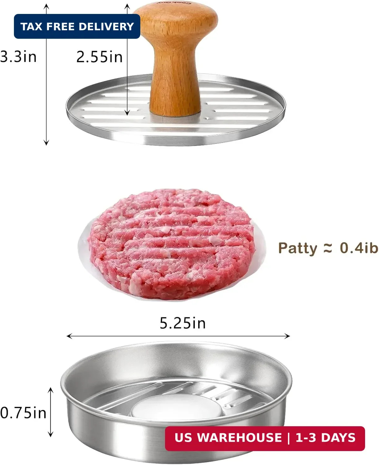 Cook Guy Burger Press 5" Hamburger Press Patty Maker - Non-Stick Hamburger Mold gallery