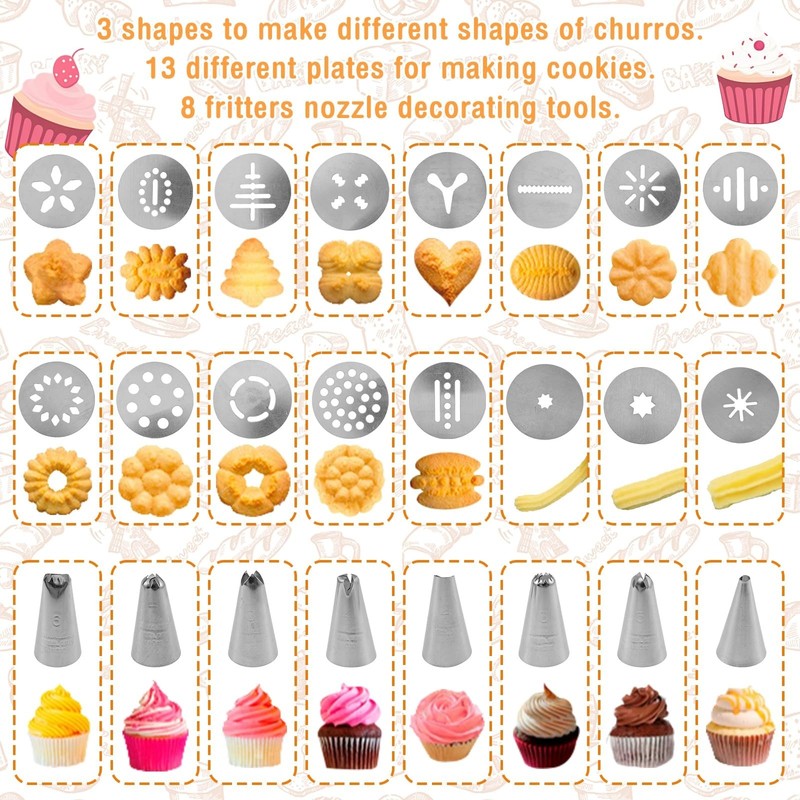 Churro Maker Machine, 3-in-1 Stainless Steel Churro Gun Kit - 16 Discs&8 Tips... gallery