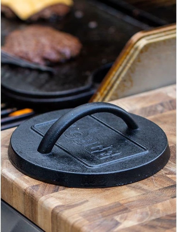 Heavy Duty 6.5" Cast Iron Burger Press - Perfect for Smash Burgers & Grilling, G gallery