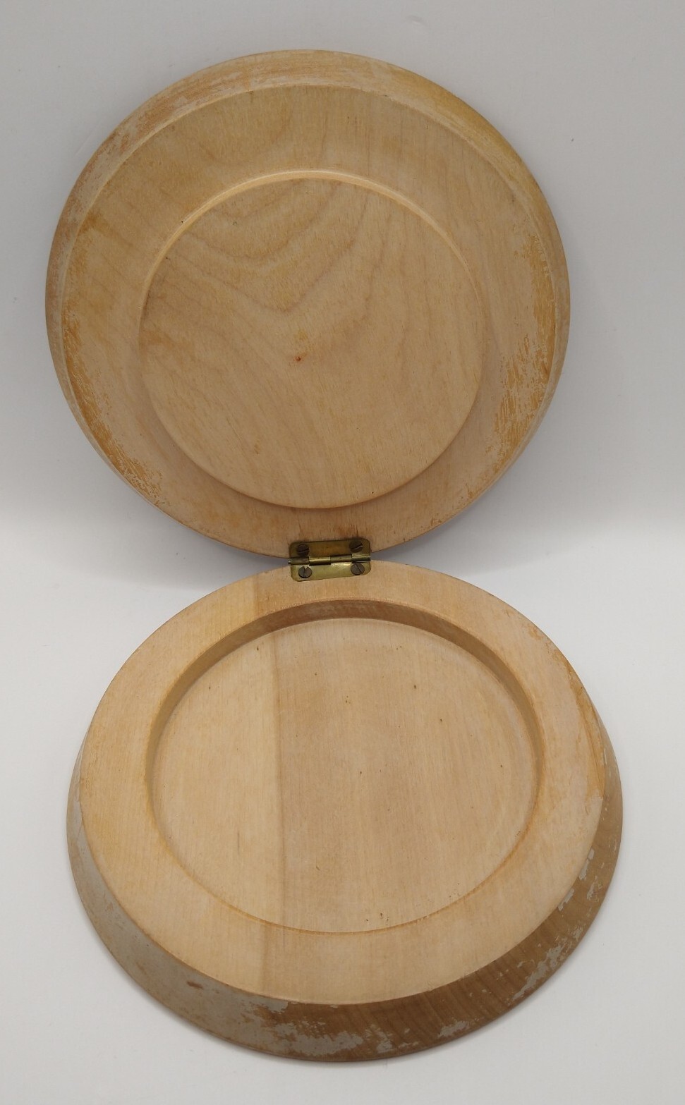 Wooden Hinged Round Hamburger Press Folk Art Painted Rooster Country Vintage 6" gallery