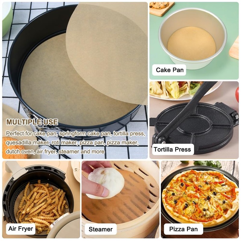 BYKITCHEN 10 Inch Parchment Paper Rounds for Baking, 10inch-100pcs, burlywood gallery