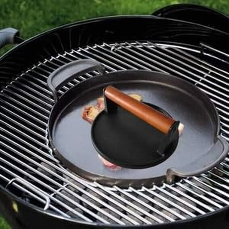 Firsgrill Heavy-Duty Cast Iron Burger Press with Wood Handle, 7.08" Round gallery