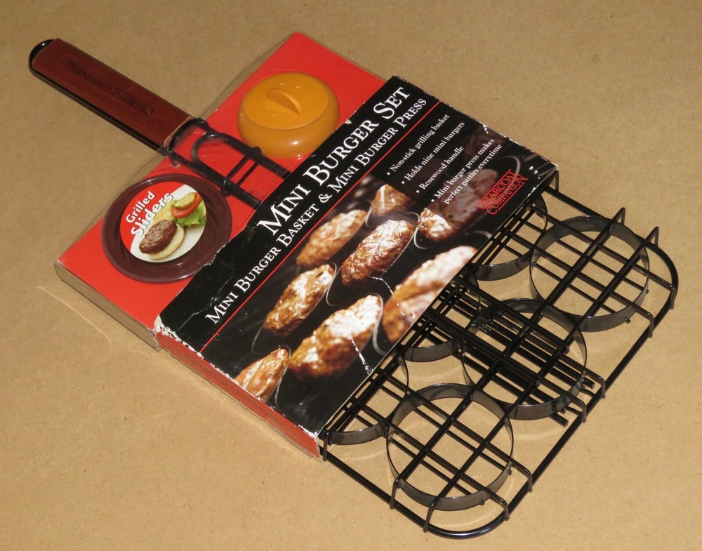 Charcoal Companion Mini Burger Set - Metal Basket & Burger Press Grill Sliders