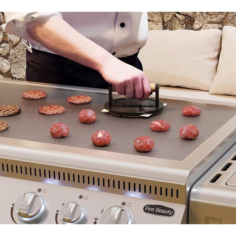Heavy Duty Cast Iron Grill Press Bacon Burger Press Comfort Grip Wooden Handle gallery