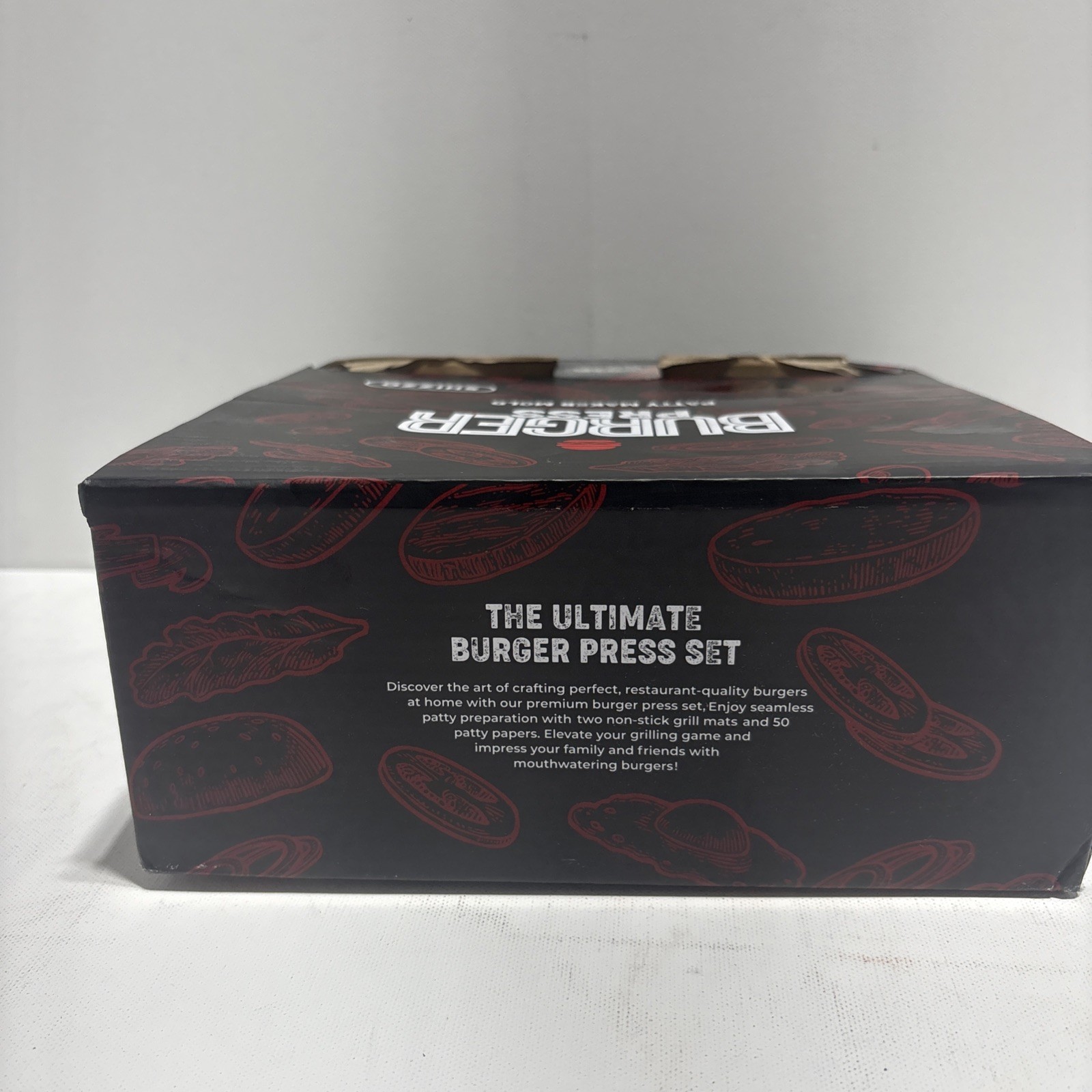 Shizzo Burger Press Kit, Cast Iron Rectangle & Round Grill Press (3-6) gallery