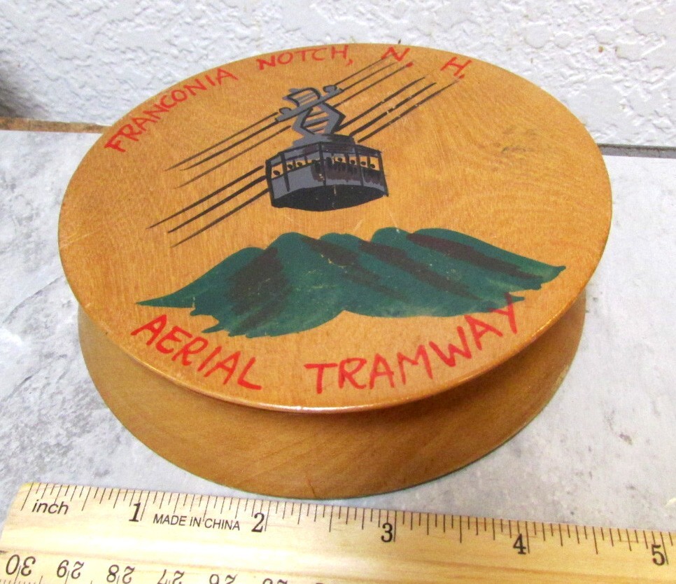 Vintage Wood Hamburger Press hand painted Franconia Notch NH Aerial Tramway gallery
