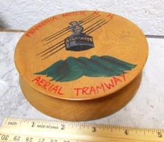 Vintage Wood Hamburger Press hand painted Franconia Notch NH Aerial Tramway