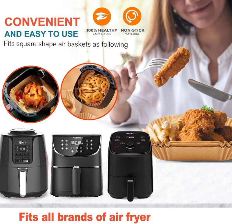 Air Fryer Liners Disposable Square 9 Inch, 125 Pcs Large 9"Square gallery