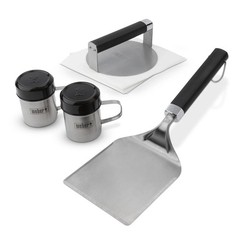 WEBER GRIDDLE SMASHED BURGER SET BURGER PRESS WIDE SPATULA WEBER SPICE SHAKERS