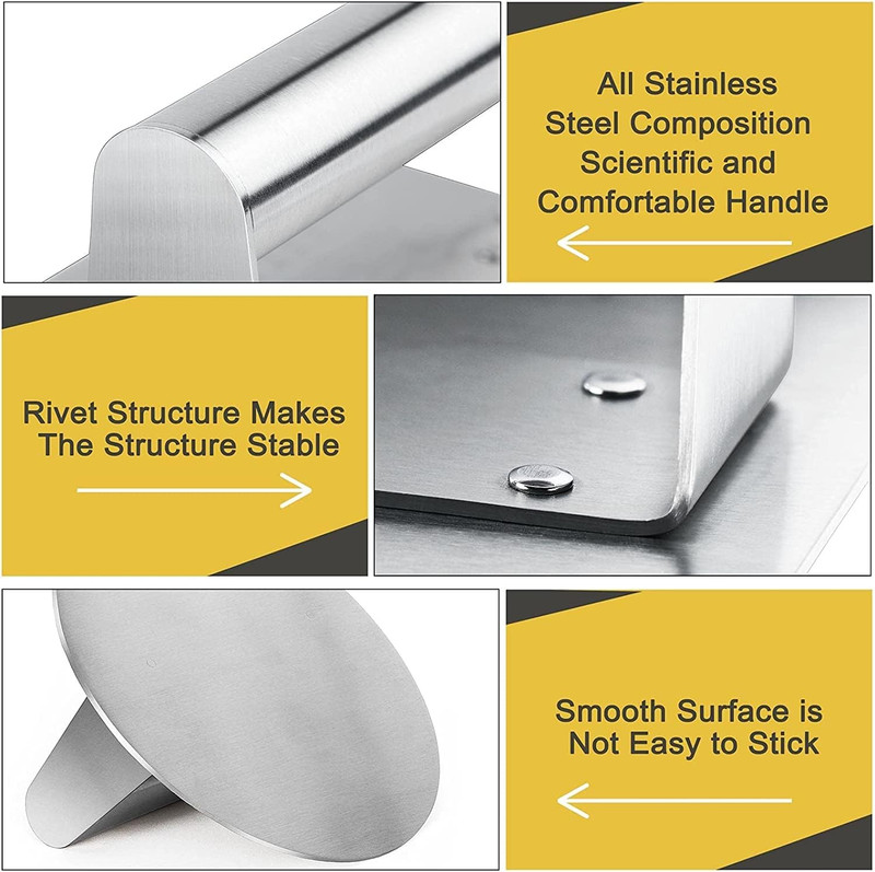 HULISEN Stainless Steel Burger Press, 6.2 Inch round Burger Smasher, Professiona gallery