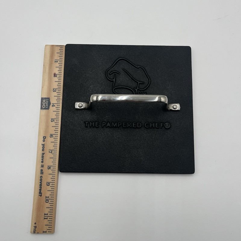 PAMPERED CHEF - PANINI Heavy SQUARE GRILL Press BURGER Bacon 8.5" gallery