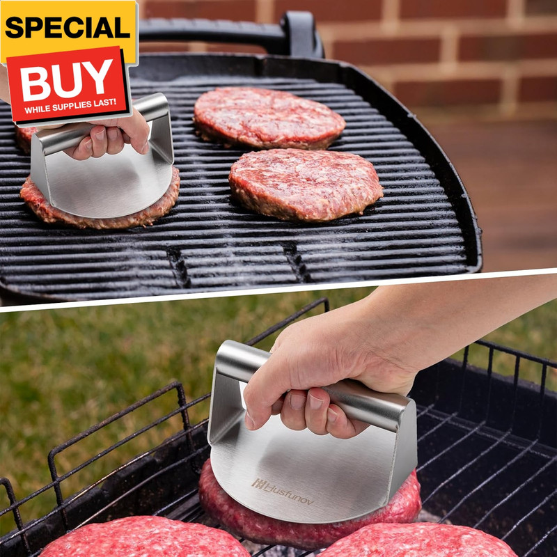 Stainless Steel Burger Press, 5.5 Inch Round Smasher,Non-Stick Smooth Hamburger gallery
