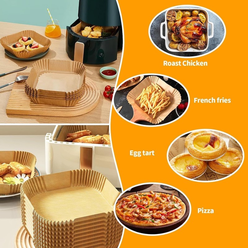 Air Fryer Liners Disposable 150Pcs, 8" Square Parchment Paper 150pcs, Nature gallery