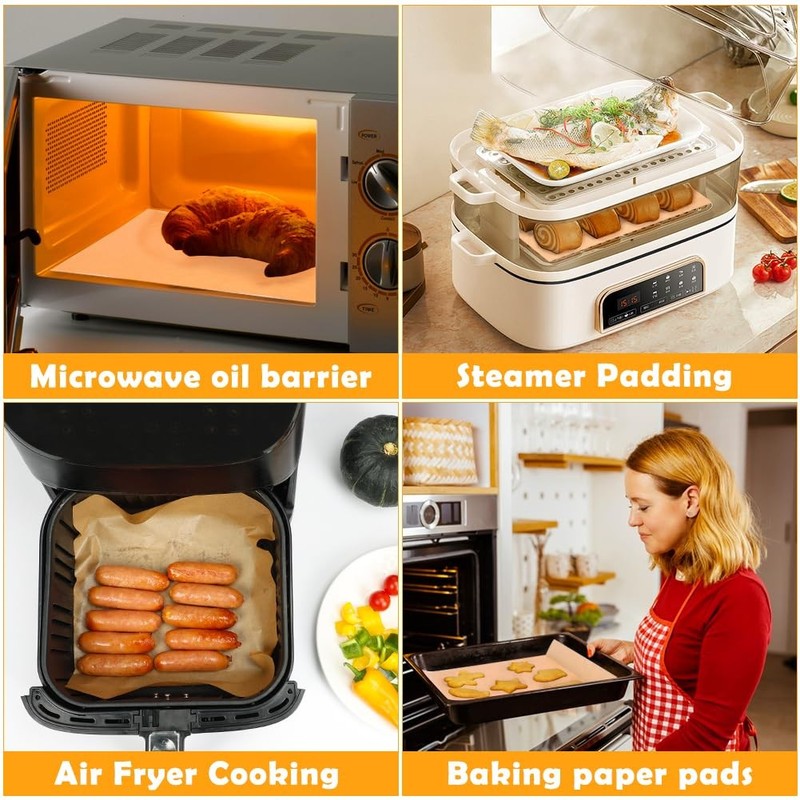YQL 10x12 Inch 150PCS Disposable Air Fryer Liners, Inch, Brown gallery