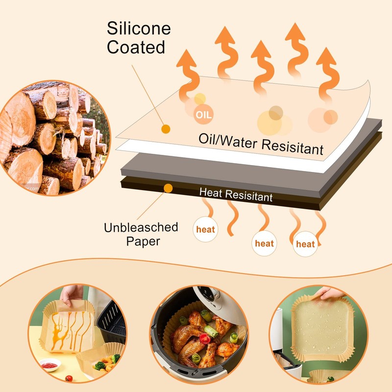 Air Fryer Paper Liners: 125Pcs Liner Disposable, 6.5"Round, Natural gallery