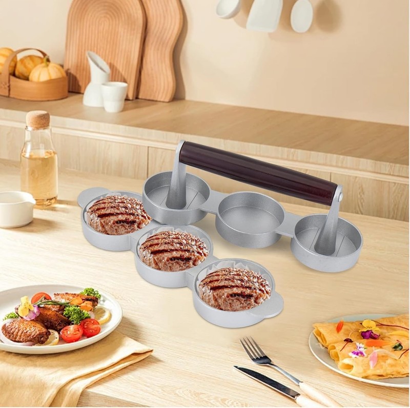Mini Burger Press Small Meat Patty Maker 200 Papers 3 Slots 2.56 Inch Mold gallery
