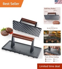 Heavy-Duty Cast Iron Grill Press for Perfectly Seared Bacon & Steak, 2.6 lbs