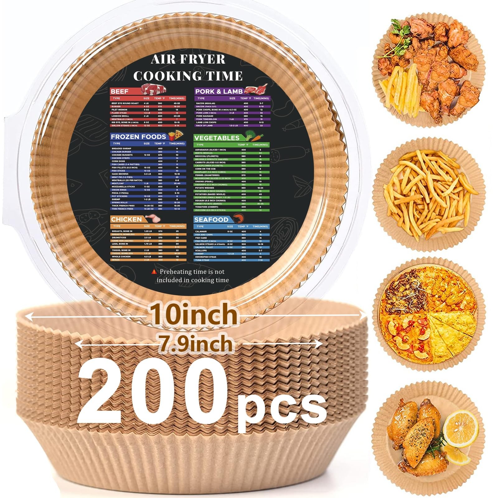 200PCS Air Fryer Liners Disposable: Round 8 Inch Non-Stick 8"Round, Wood gallery