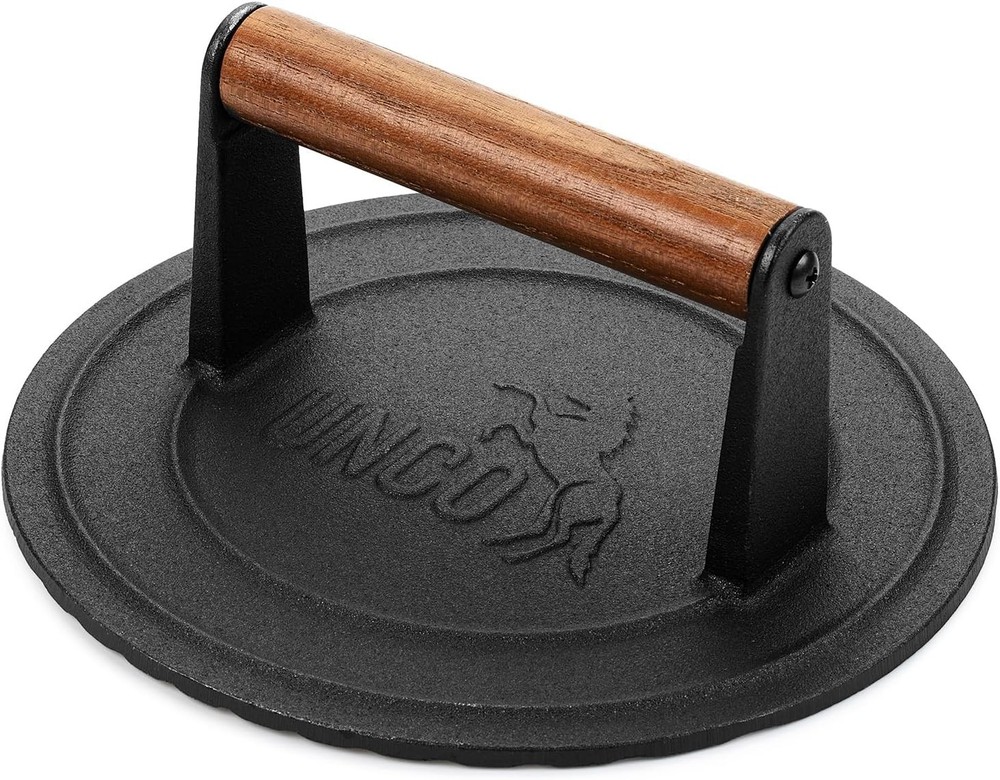 Cast Iron Grill Press 8.5” Heavy-Duty Sear Burger Bacon Sandwich Cooking Tool