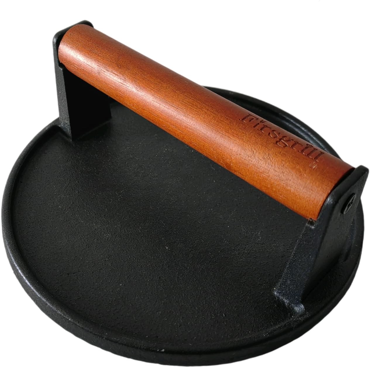 Cast Iron Grill Press with Wood Handle Round Flat Bottom Kitchen Cooking Tool gallery