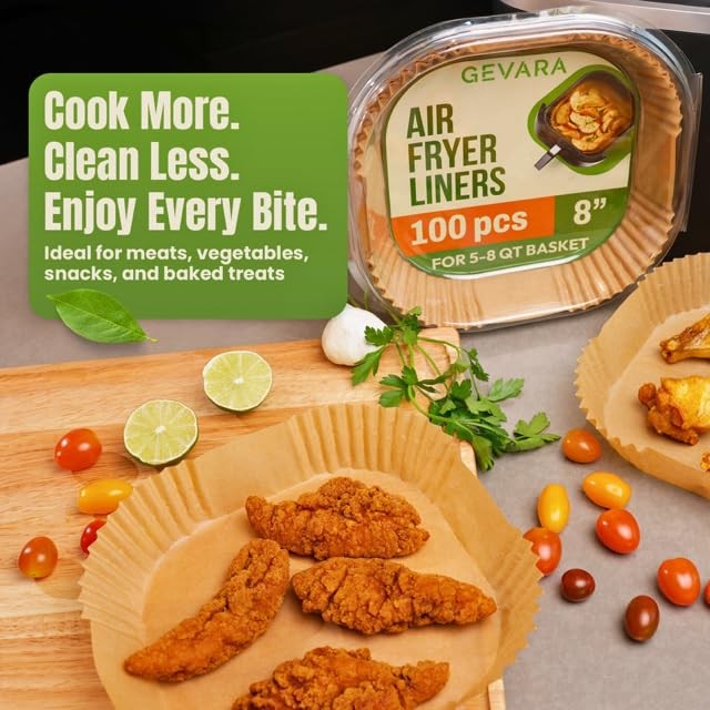 Air Fryer Liners Disposable, 8 Inch Square Parchment 8 Square, Natural gallery