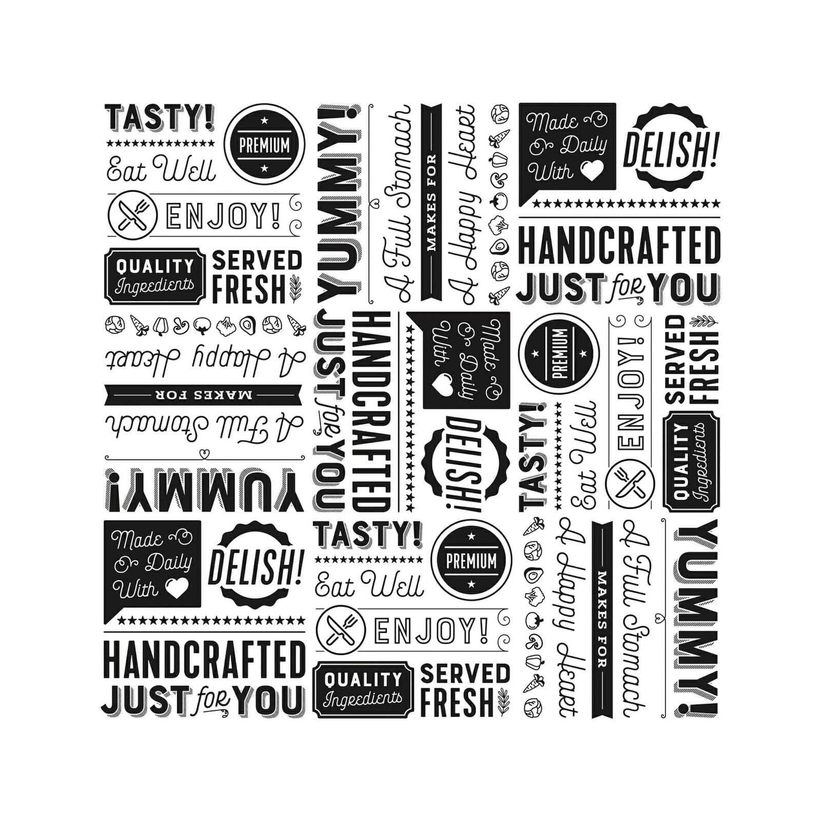 G.E.T. P-GT-1212-W 12" x White Food Word Text x 12", gallery