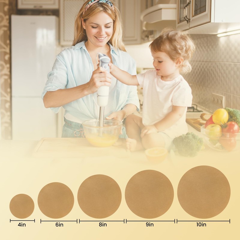 TROUSKAIG 100pcs 10 inch Unbleached Parchment Paper 10inch-100pcs, Brown gallery